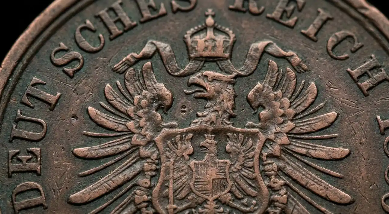 High-resolution macro of a pfennig coin surface